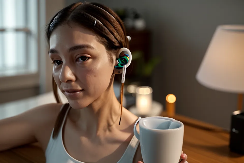 Hochwertige Kopfhörer auf dem Schreibtisch als Symbol für Fokus mit binauralen Beats statt Kaffee