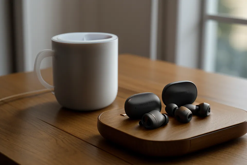 Smartphone auf dem Bett zeigt die Visualisierung von Delta-Wellen Audio für tieferen Schlaf