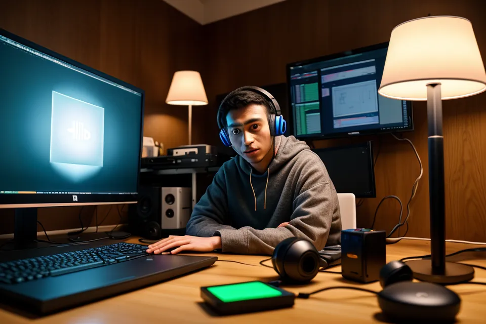 IT-Entwickler im Homeoffice mit Kopfhörern in einer Fokus-Session trotz Kinderspielzeug im Hintergrund