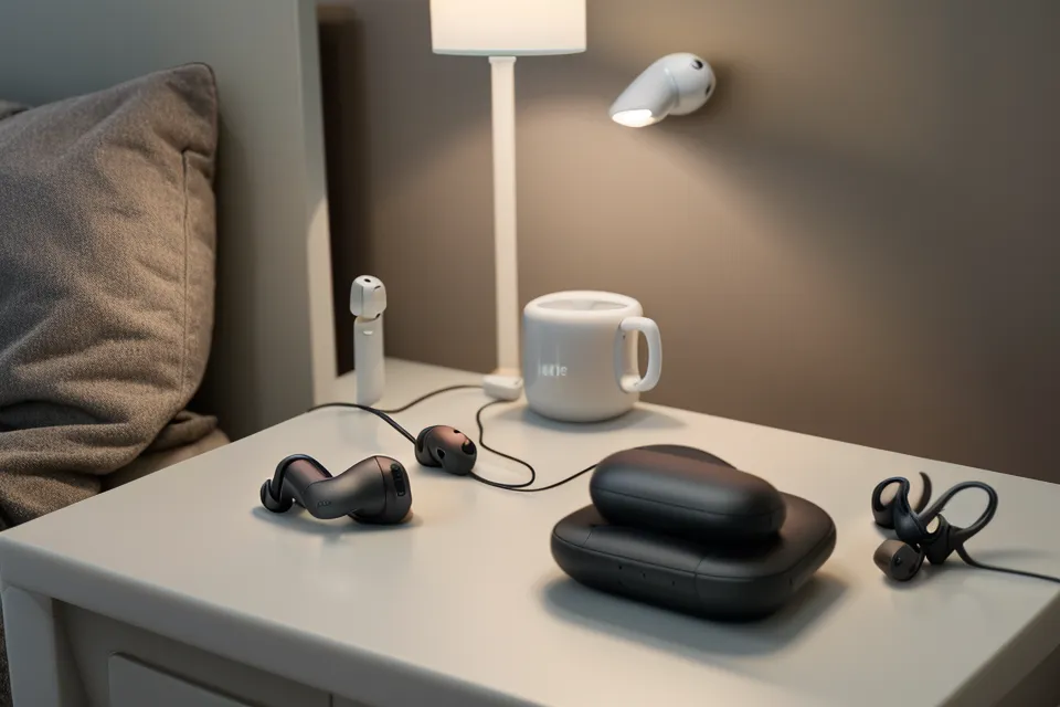 Eine Hand hält eine kleine Espressotasse vor einem unscharfen Laptop-Bildschirm – weniger Kaffee dank Fokus im Job mit Frequenz-Audio