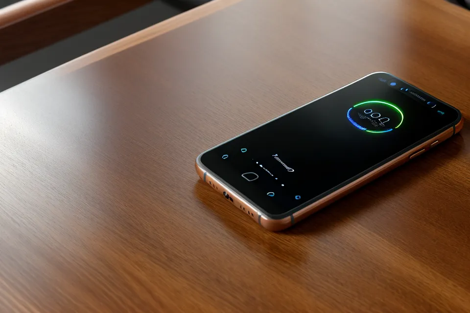 Smartphone mit neowake App und Kaffeetasse auf dem Schreibtisch als Symbol für Schlafoptimierung im Berufsalltag